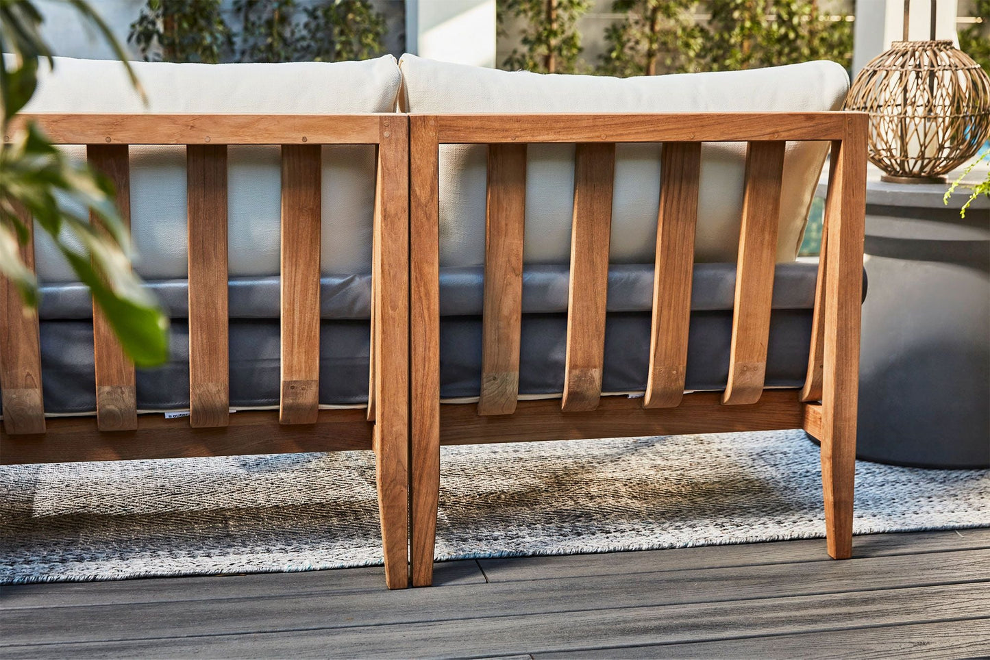 Canapé d'extérieur en teck avec fauteuils - 5 places