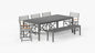 Table de salle à manger rectangulaire d'extérieur en aluminium + 5 chaises de réalisateur en aluminium + banc de salle à manger en aluminium