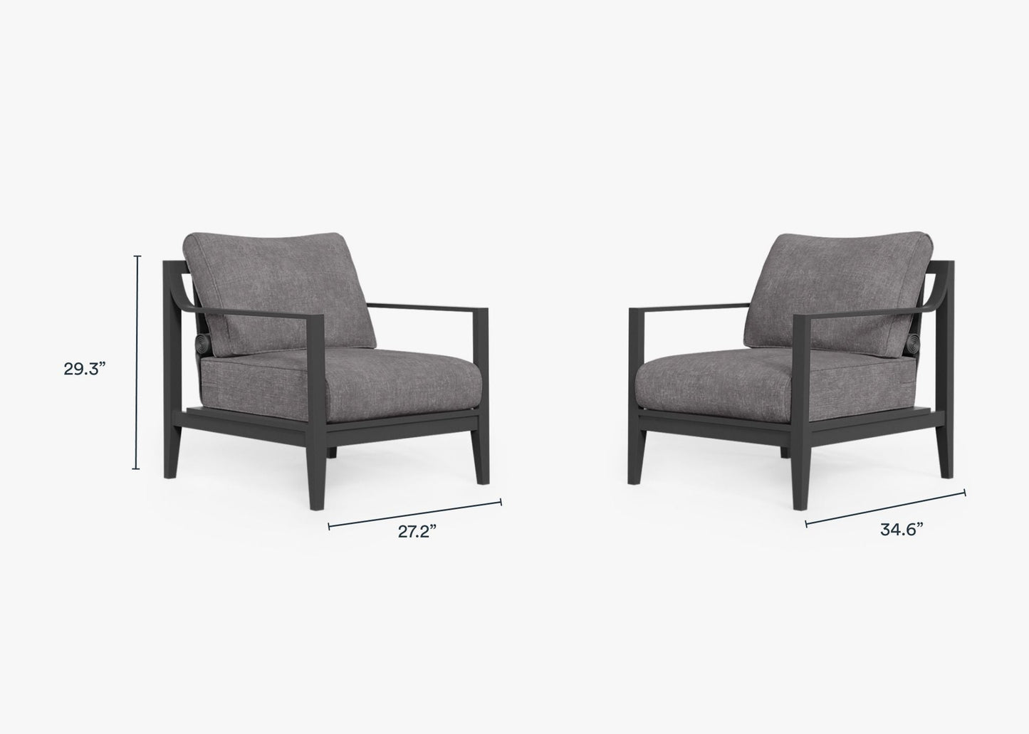 Ensemble de conversation avec fauteuil d'extérieur en aluminium anthracite