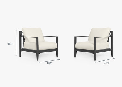 Ensemble de conversation avec fauteuil d'extérieur en aluminium anthracite