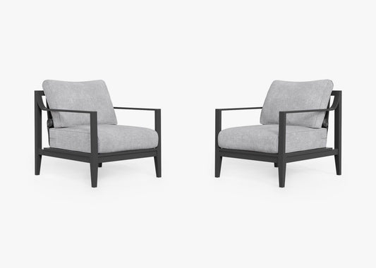 Ensemble de conversation avec fauteuil d'extérieur en aluminium anthracite