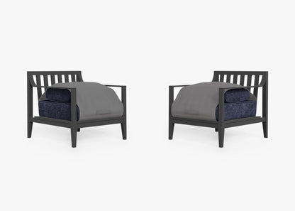 Ensemble de conversation avec fauteuil d'extérieur en aluminium anthracite