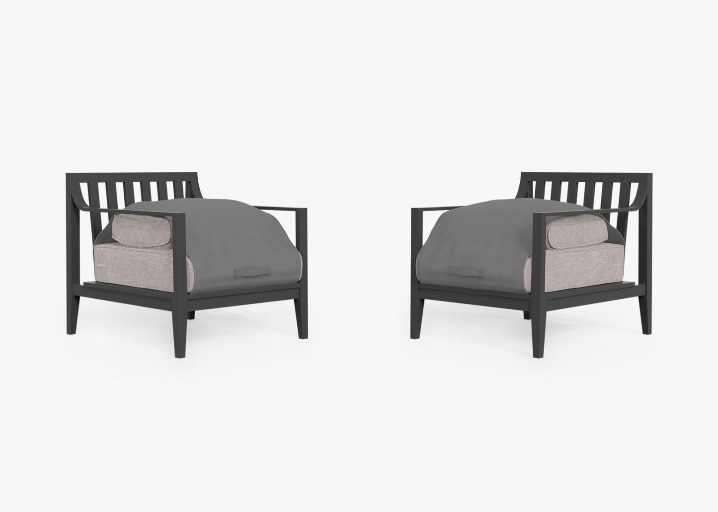 Ensemble de conversation avec fauteuil d'extérieur en aluminium anthracite