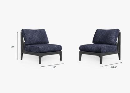 Ensemble de conversation de chaises de jardin sans accoudoirs en aluminium anthracite