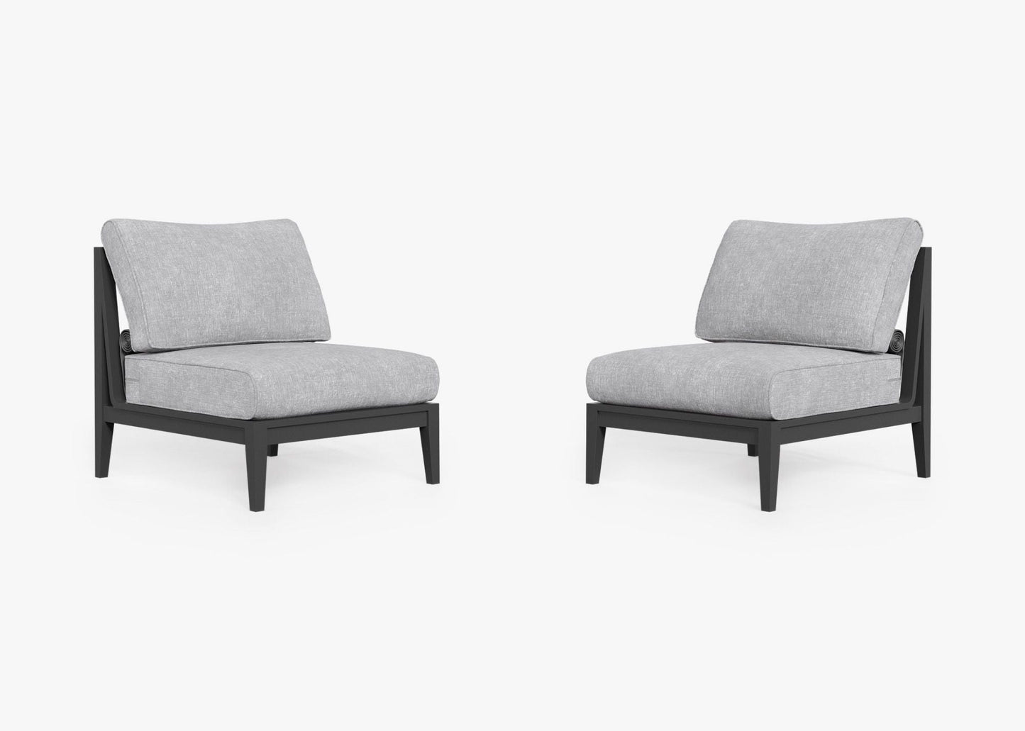 Ensemble de conversation de chaises de jardin sans accoudoirs en aluminium anthracite