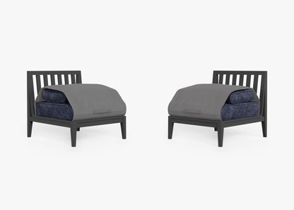 Ensemble de conversation de chaises de jardin sans accoudoirs en aluminium anthracite