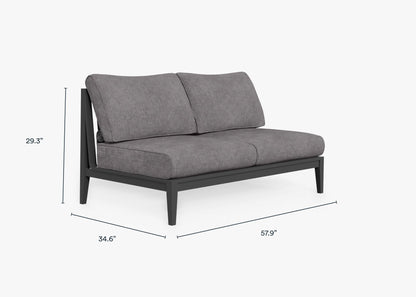 Canapé deux places d'extérieur sans accoudoirs en aluminium anthracite