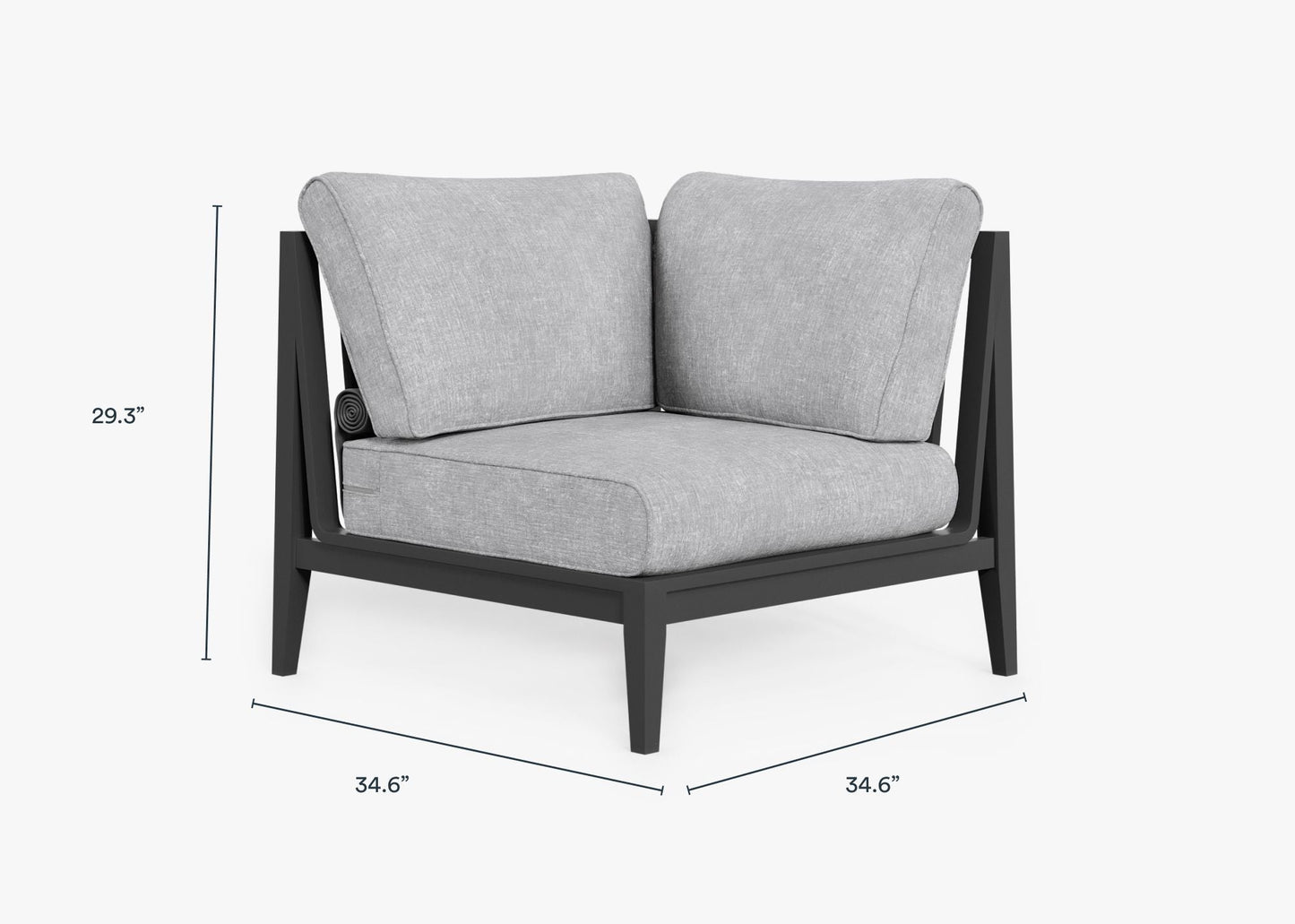 Chaise d'angle d'extérieur en aluminium anthracite - Gauche