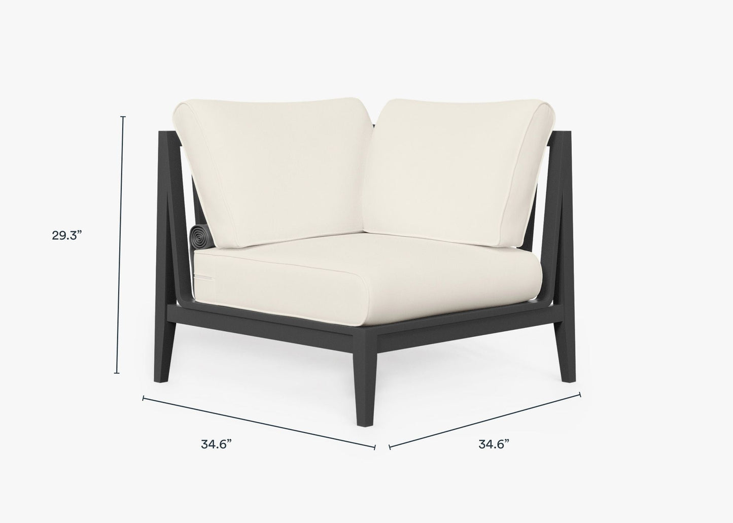 Chaise d'angle d'extérieur en aluminium anthracite - Gauche