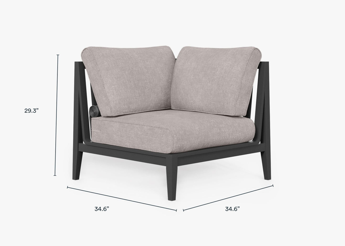 Chaise d'angle d'extérieur en aluminium anthracite - Gauche