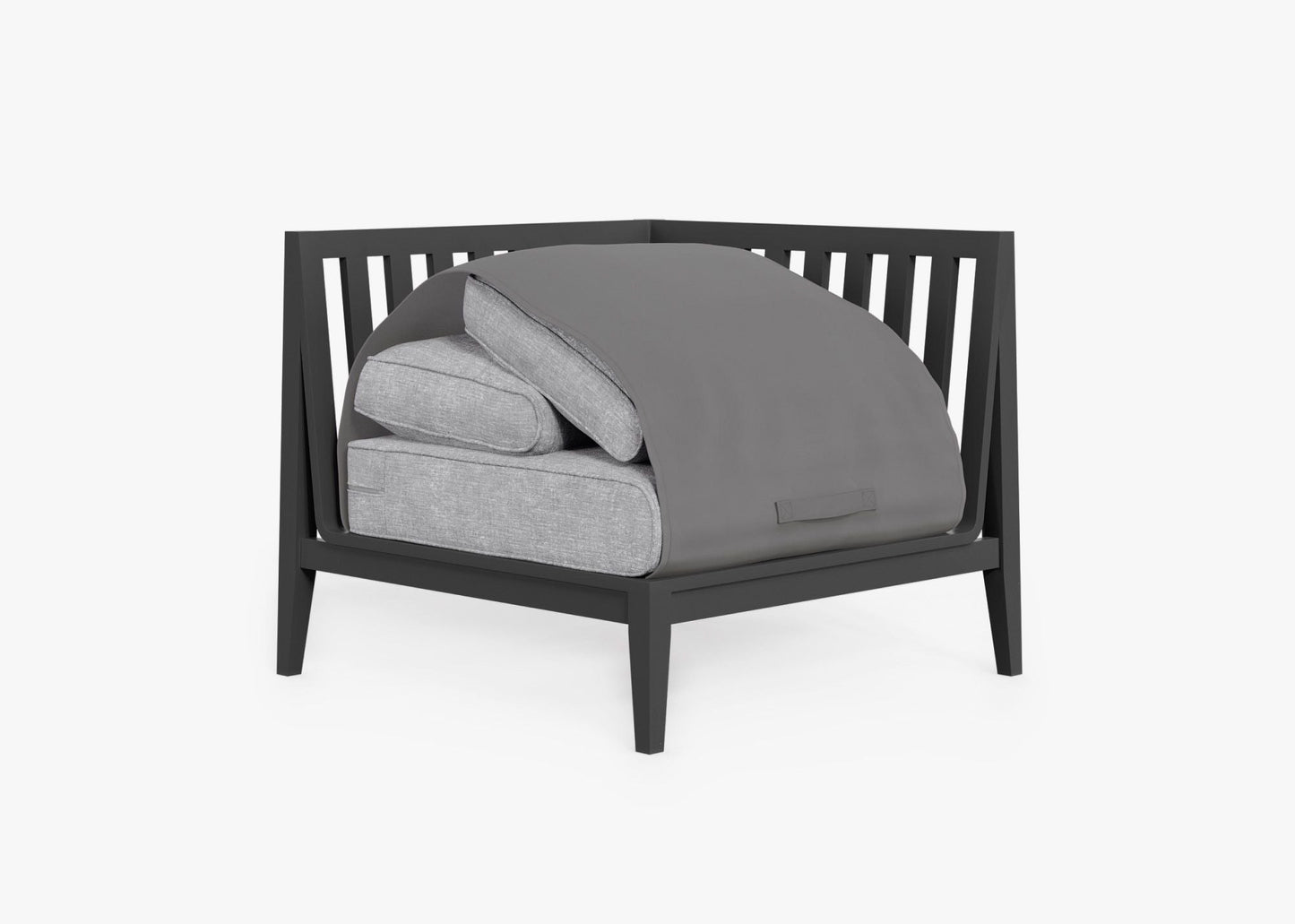 Chaise d'angle d'extérieur en aluminium anthracite - Gauche