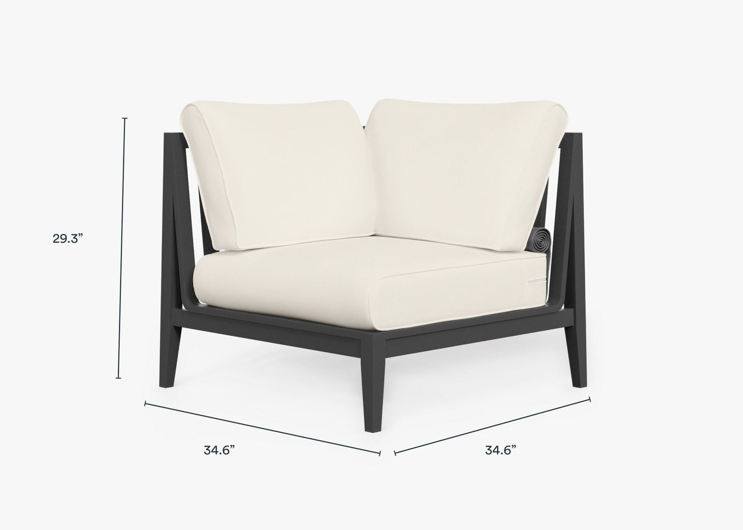 Chaise d'angle d'extérieur en aluminium anthracite - Droite