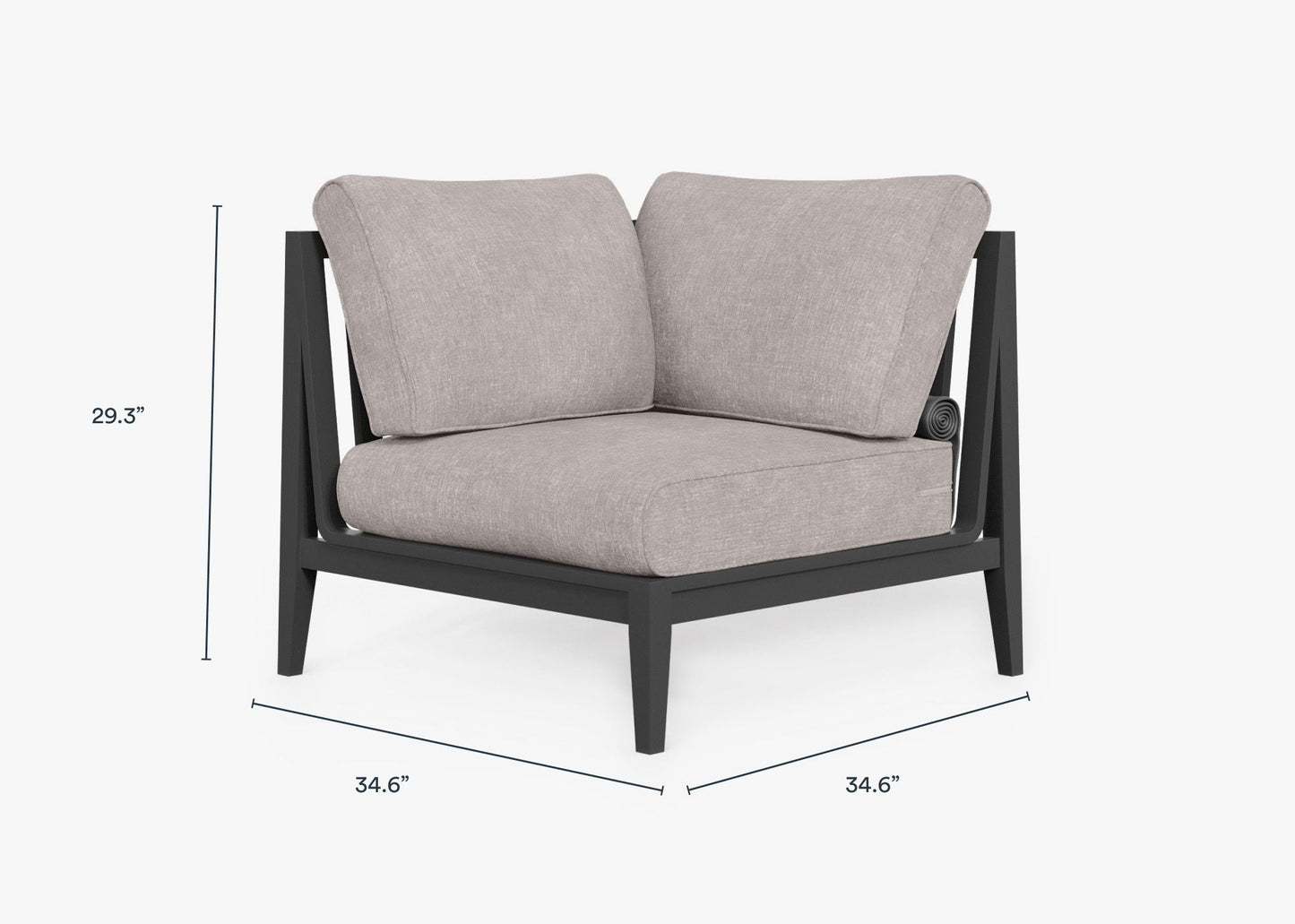 Chaise d'angle d'extérieur en aluminium anthracite - Droite