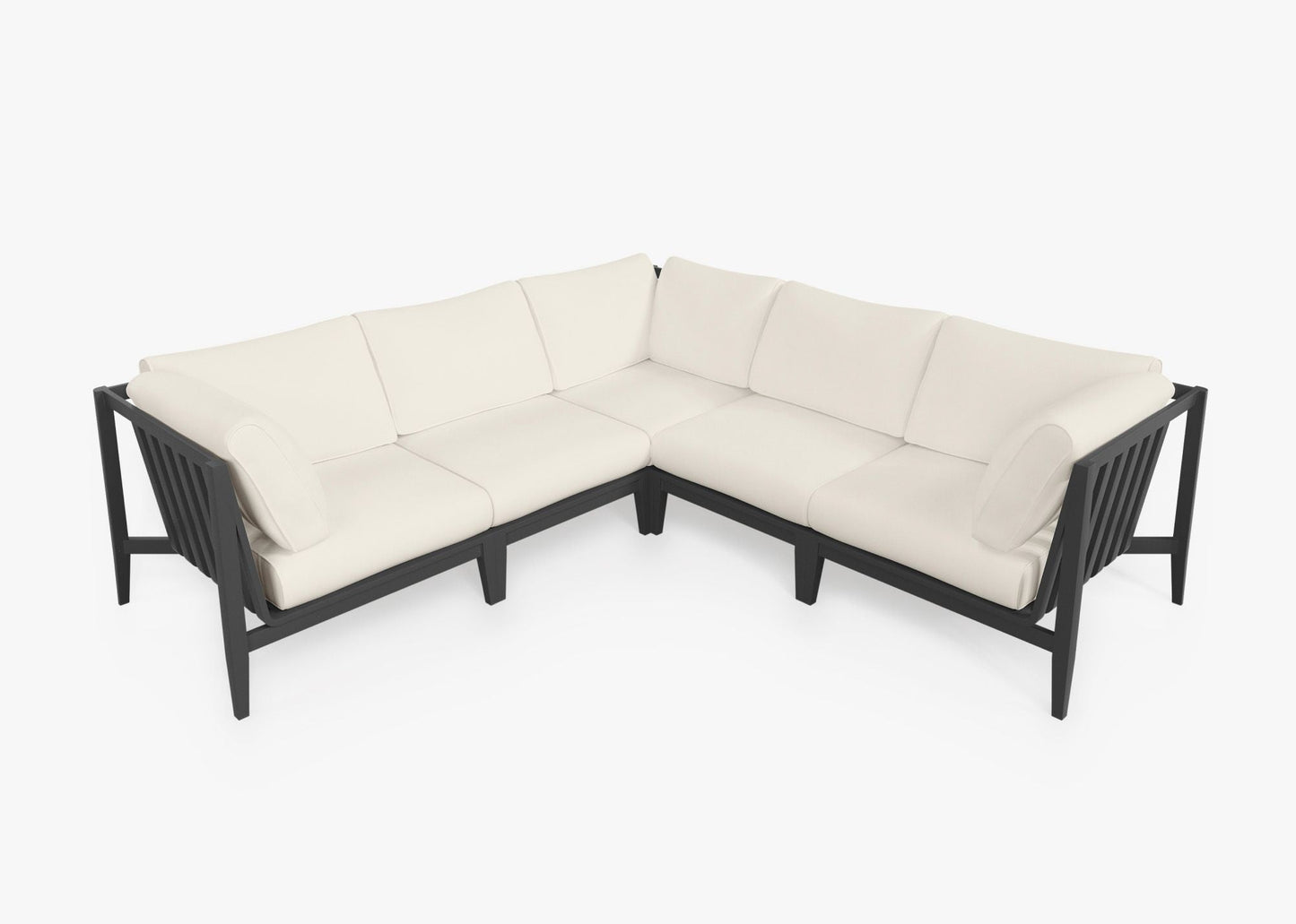 Canapé d'angle d'extérieur en aluminium anthracite - 5 places