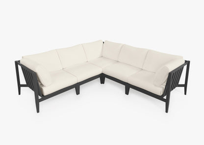 Canapé d'angle d'extérieur en aluminium anthracite - 5 places