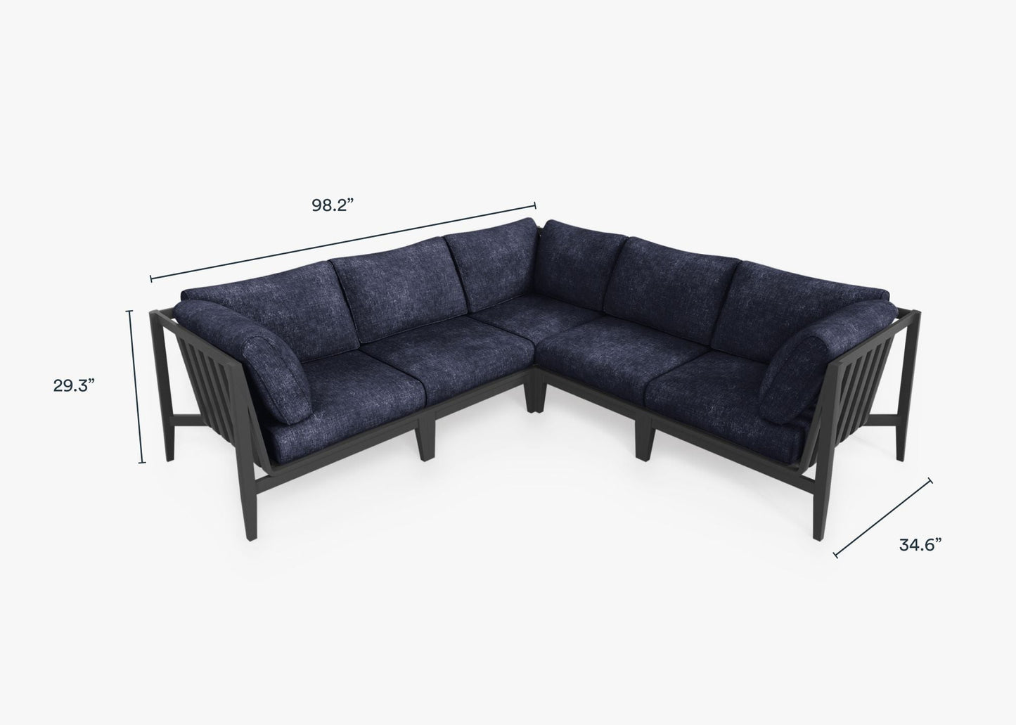 Canapé d'angle d'extérieur en aluminium anthracite - 5 places