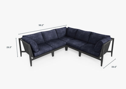 Canapé d'angle d'extérieur en aluminium anthracite - 5 places