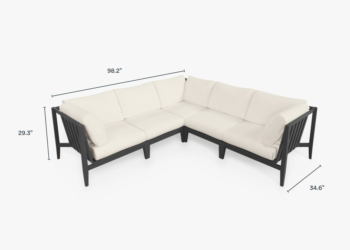 Canapé d'angle d'extérieur en aluminium anthracite - 5 places