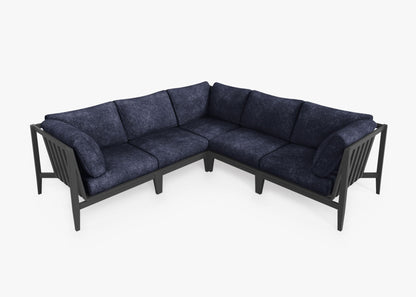 Canapé d'angle d'extérieur en aluminium anthracite - 5 places