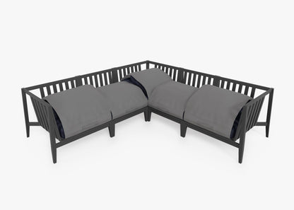 Canapé d'angle d'extérieur en aluminium anthracite - 5 places
