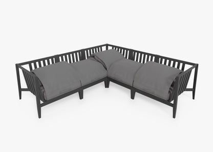 Canapé d'angle d'extérieur en aluminium anthracite - 5 places