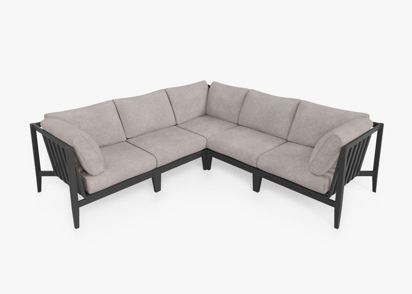 Canapé d'angle d'extérieur en aluminium anthracite - 5 places