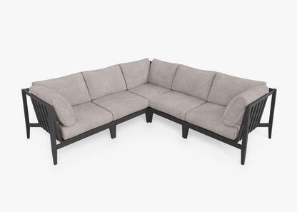 Canapé d'angle d'extérieur en aluminium anthracite - 5 places