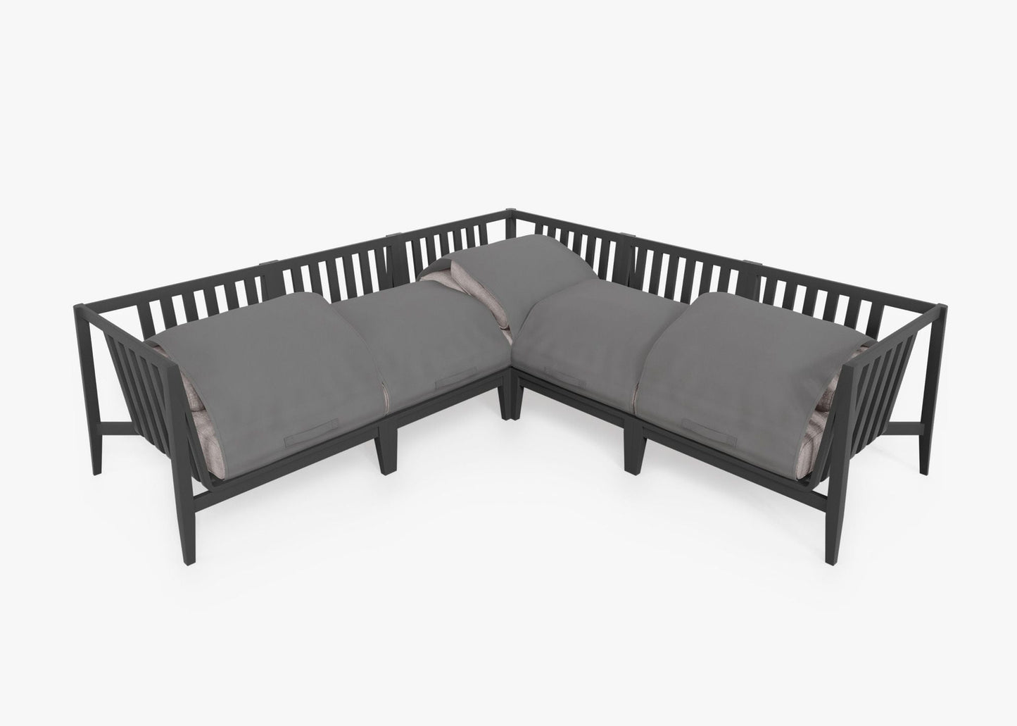 Canapé d'angle d'extérieur en aluminium anthracite - 5 places