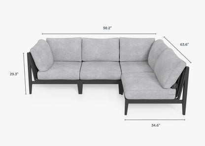 Canapé d'angle d'extérieur en aluminium anthracite - 4 places