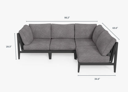 Canapé d'angle d'extérieur en aluminium anthracite - 4 places