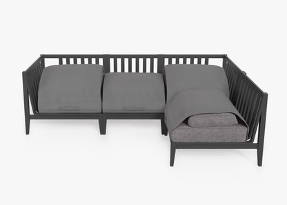 Canapé d'angle d'extérieur en aluminium anthracite - 4 places