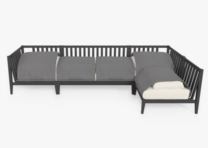 Canapé d'angle d'extérieur en aluminium anthracite - 5 places