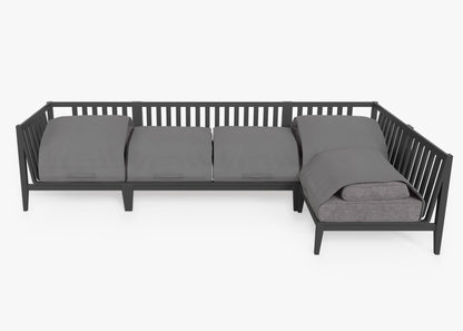 Canapé d'angle d'extérieur en aluminium anthracite - 5 places