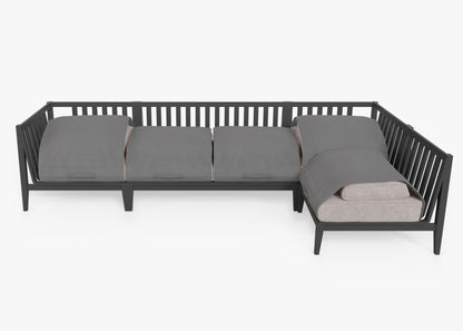 Canapé d'angle d'extérieur en aluminium anthracite - 5 places