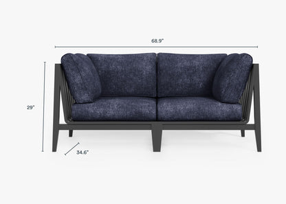 Canapé deux places d'extérieur en aluminium anthracite