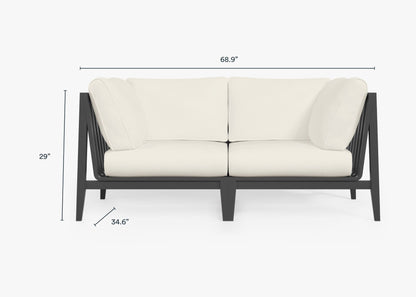 Canapé deux places d'extérieur en aluminium anthracite