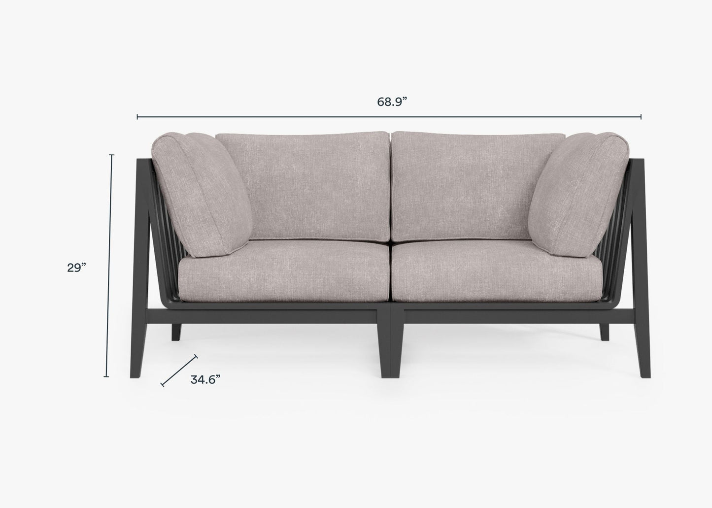 Canapé deux places d'extérieur en aluminium anthracite