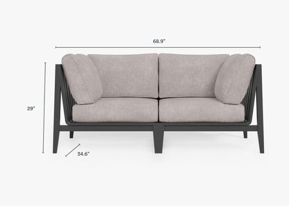 Canapé deux places d'extérieur en aluminium anthracite