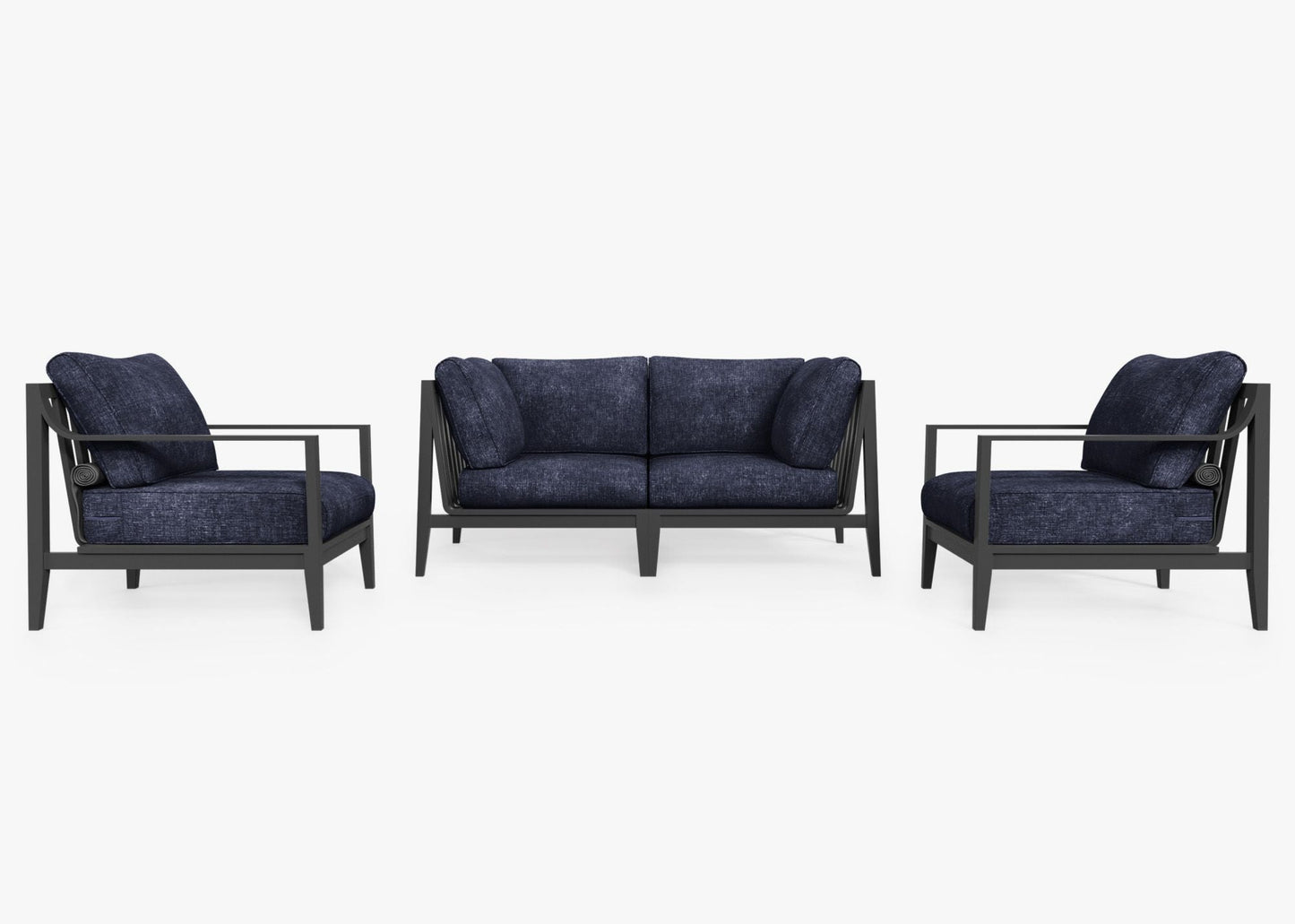 Canapé d'extérieur 4 places en aluminium anthracite avec accoudoirs