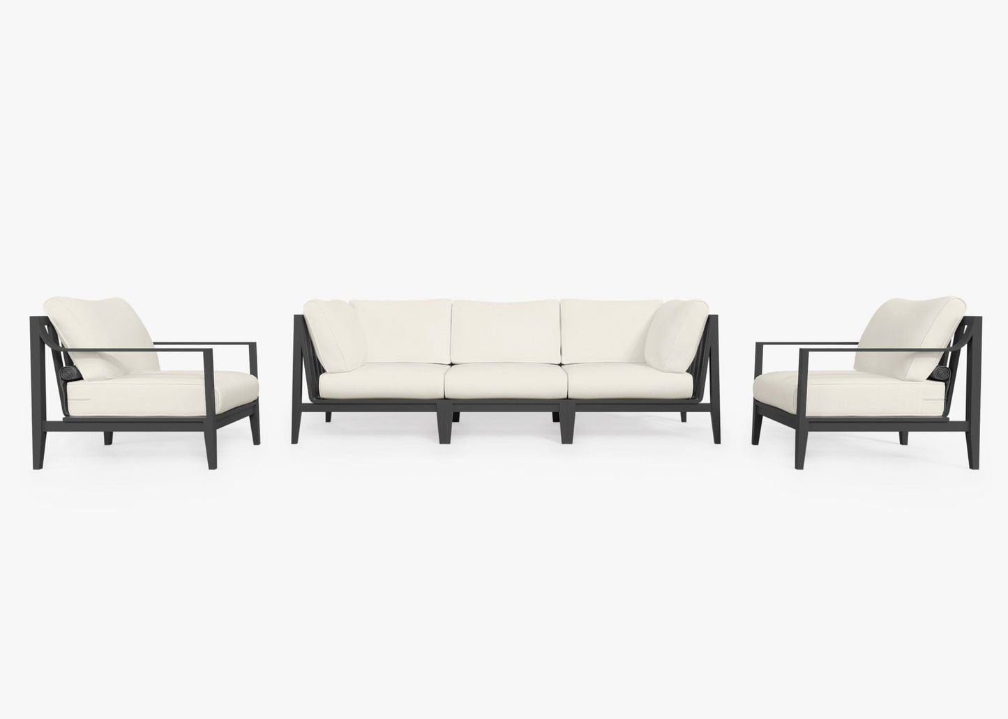 Canapé d'extérieur en aluminium anthracite avec fauteuils - 5 places