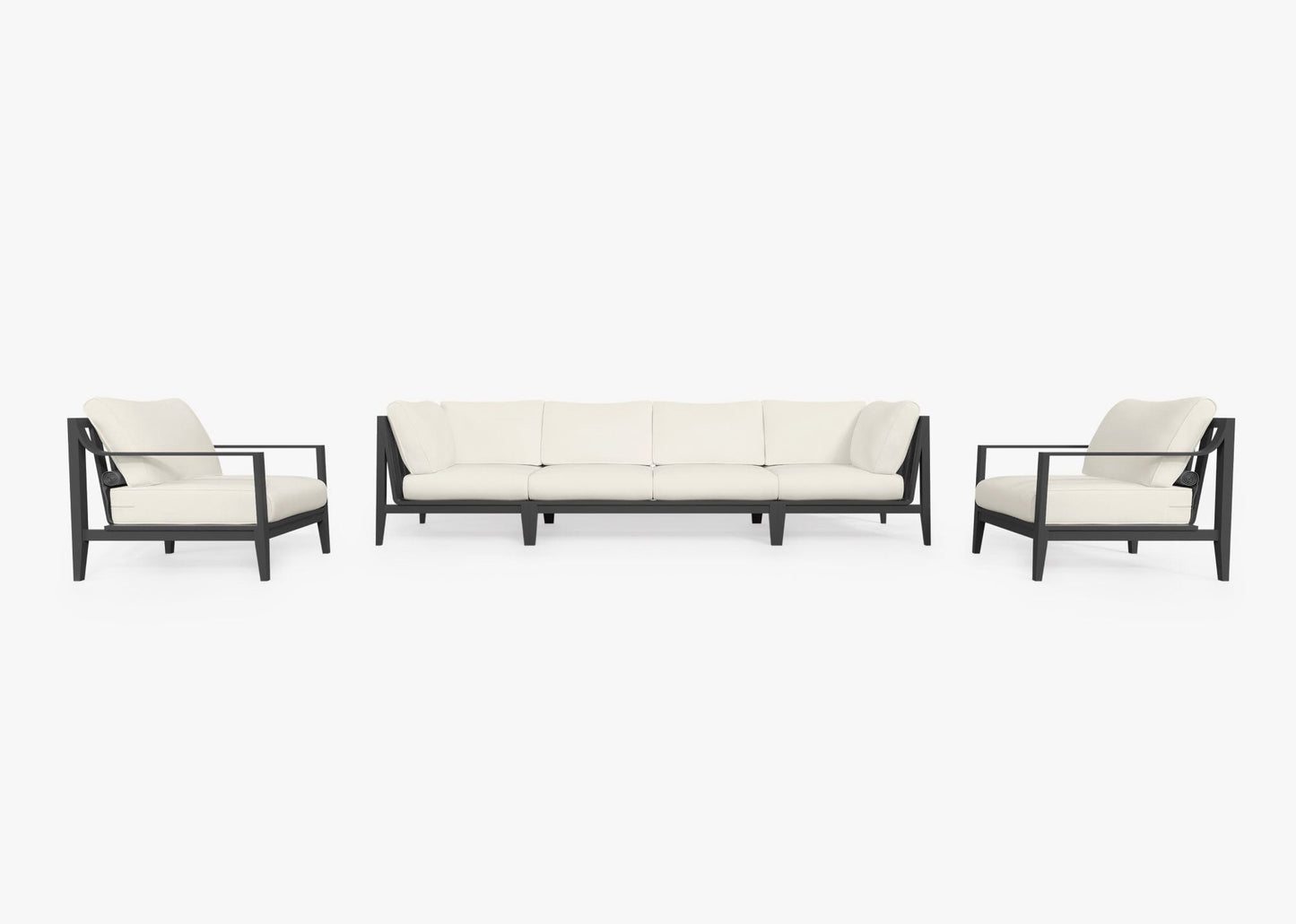 Canapé d'extérieur en aluminium anthracite avec fauteuils - 6 places