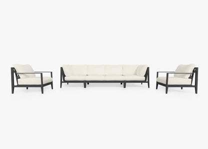 Canapé d'extérieur en aluminium anthracite avec fauteuils - 6 places