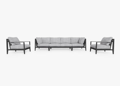 Canapé d'extérieur en aluminium anthracite avec fauteuils - 6 places