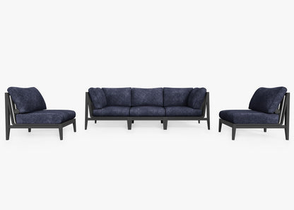 Canapé d'extérieur en aluminium anthracite avec fauteuils sans accoudoirs - 5 places