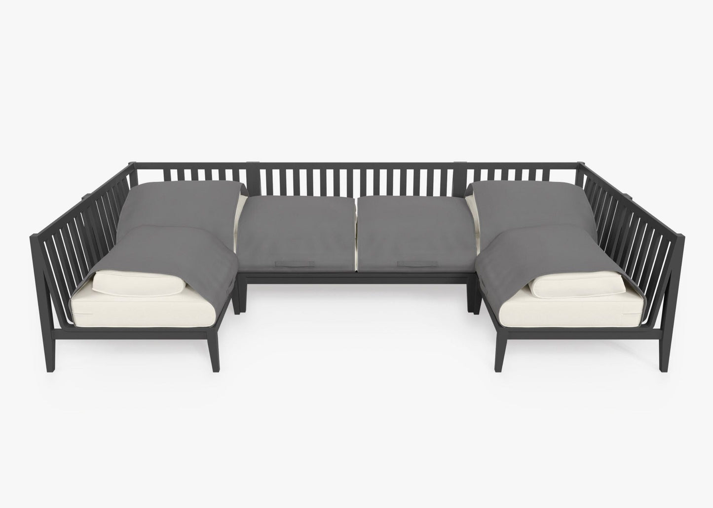 Canapé d'angle d'extérieur en aluminium anthracite en forme de U - 6 places