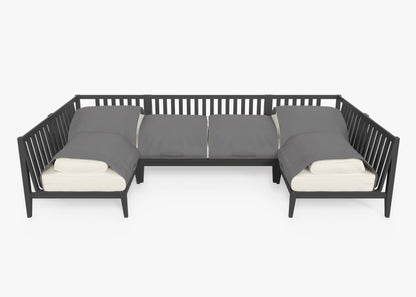 Canapé d'angle d'extérieur en aluminium anthracite en forme de U - 6 places