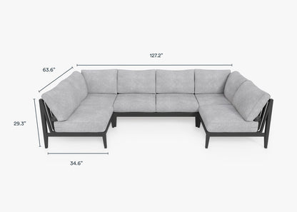Canapé d'angle d'extérieur en aluminium anthracite en forme de U - 6 places