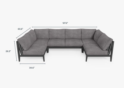Canapé d'angle d'extérieur en aluminium anthracite en forme de U - 6 places