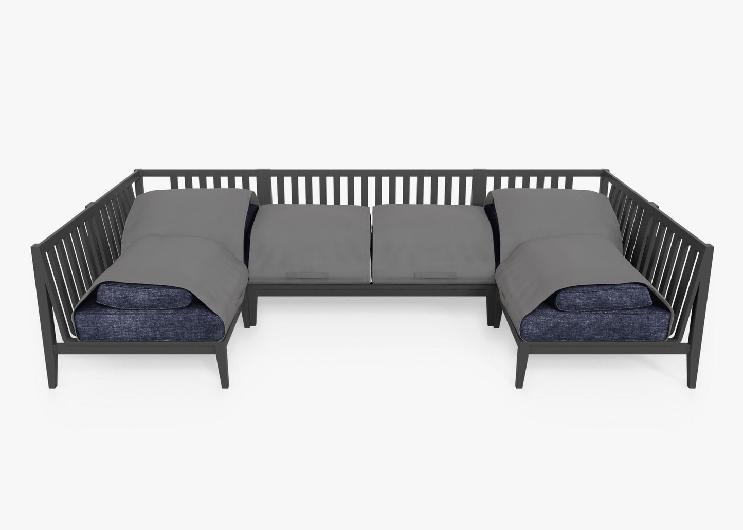 Canapé d'angle d'extérieur en aluminium anthracite en forme de U - 6 places