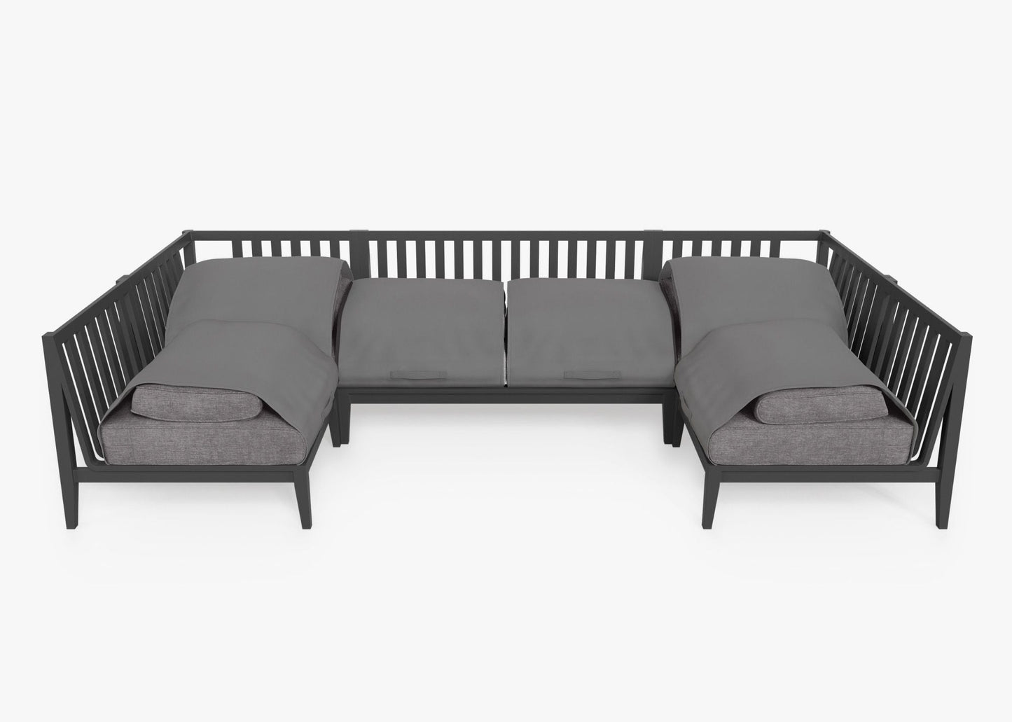 Canapé d'angle d'extérieur en aluminium anthracite en forme de U - 6 places